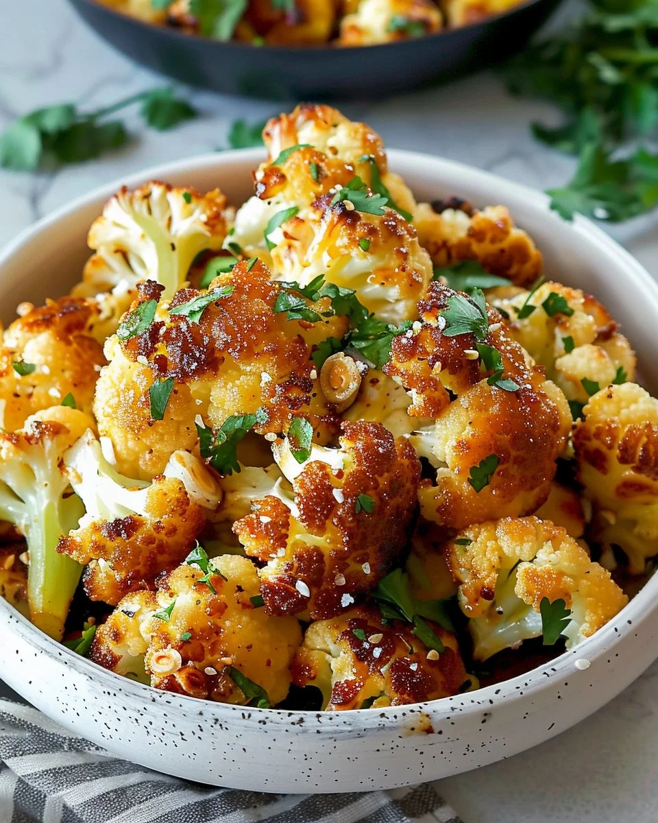 Honey Garlic Roasted Cauliflower