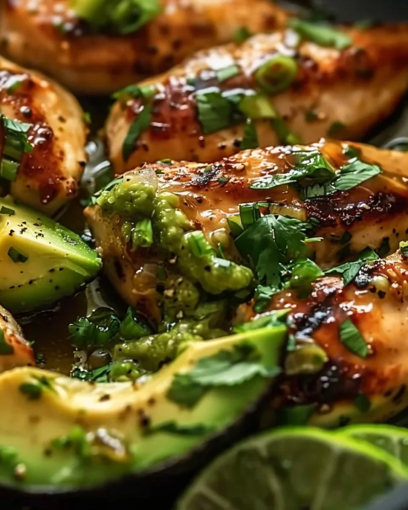 Honey Lime Chicken Avocado served with fresh ingredients on a plate
