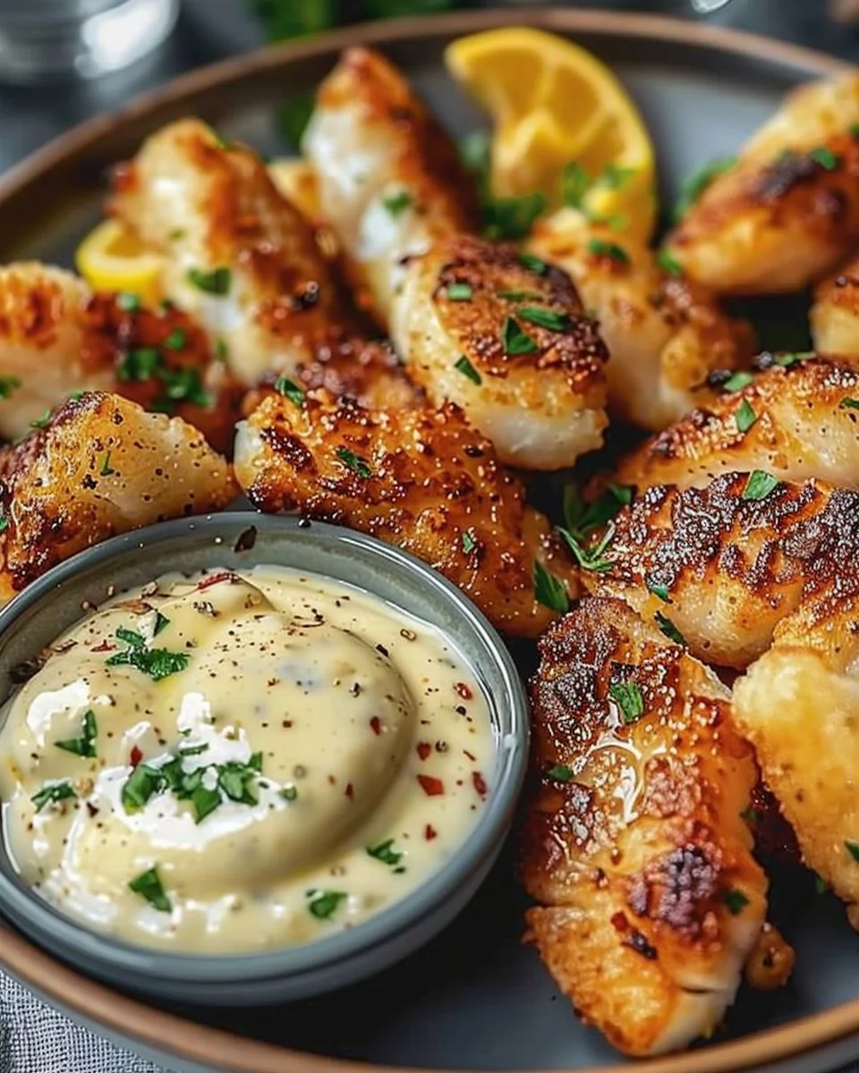 Lemon Butter Fish Bites with Garlic Aioli