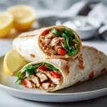 Mediterranean Chicken Wrap filled with fresh vegetables and savory chicken
