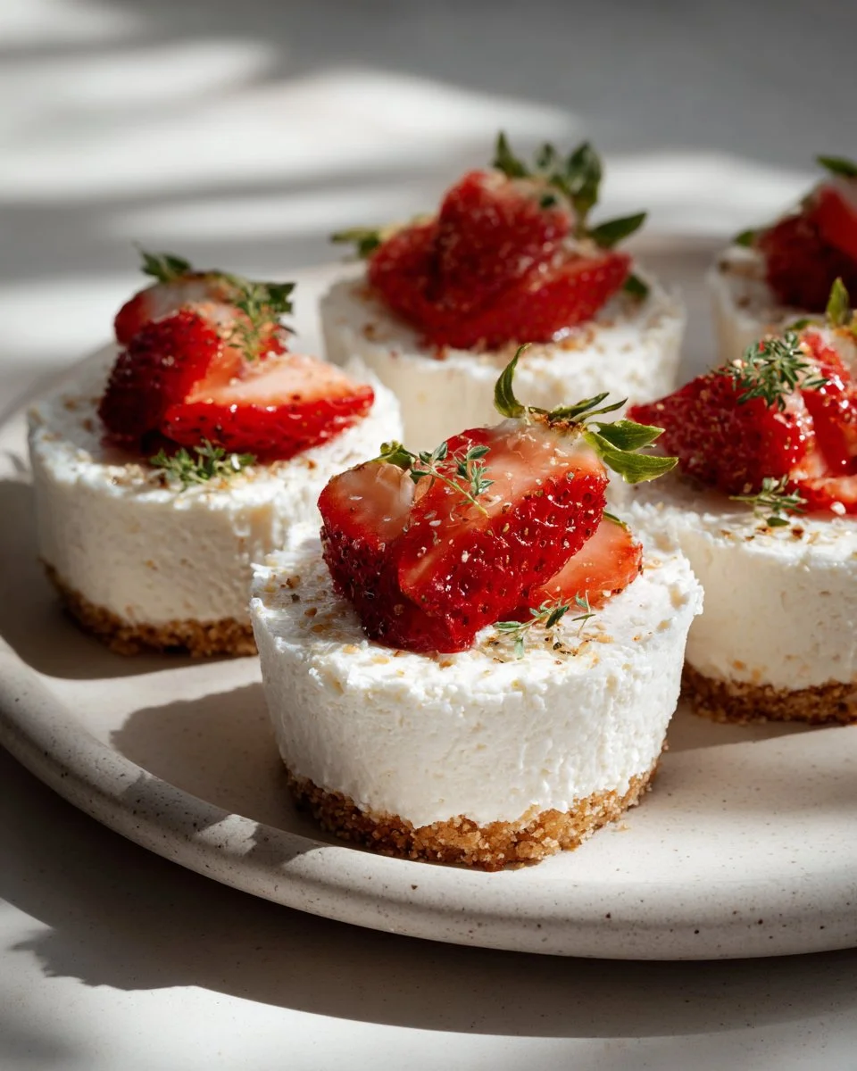 No-Bake High-Protein Cottage Cheese Cheesecake Cups topped with fresh berries