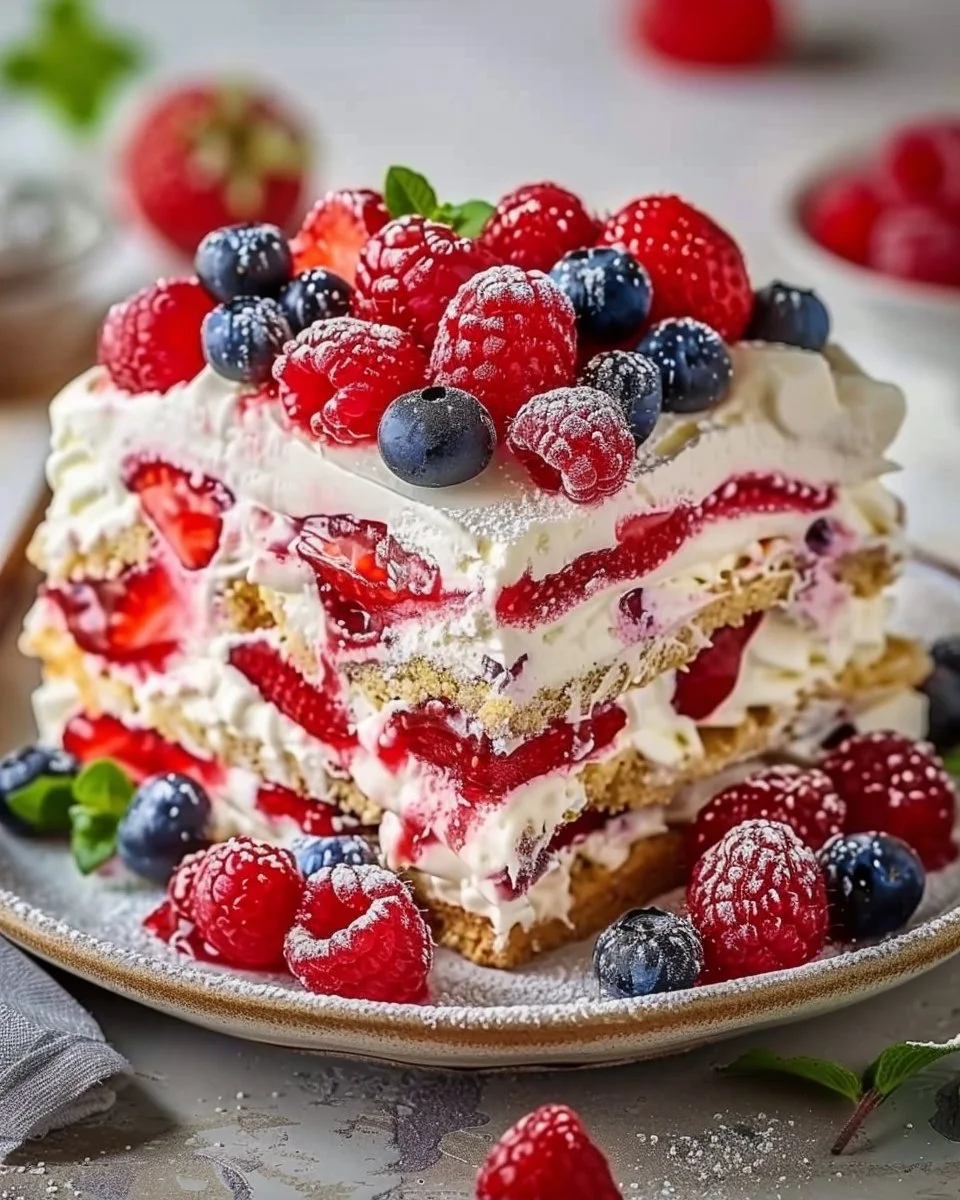 No Bake Summer Berry Icebox Cake