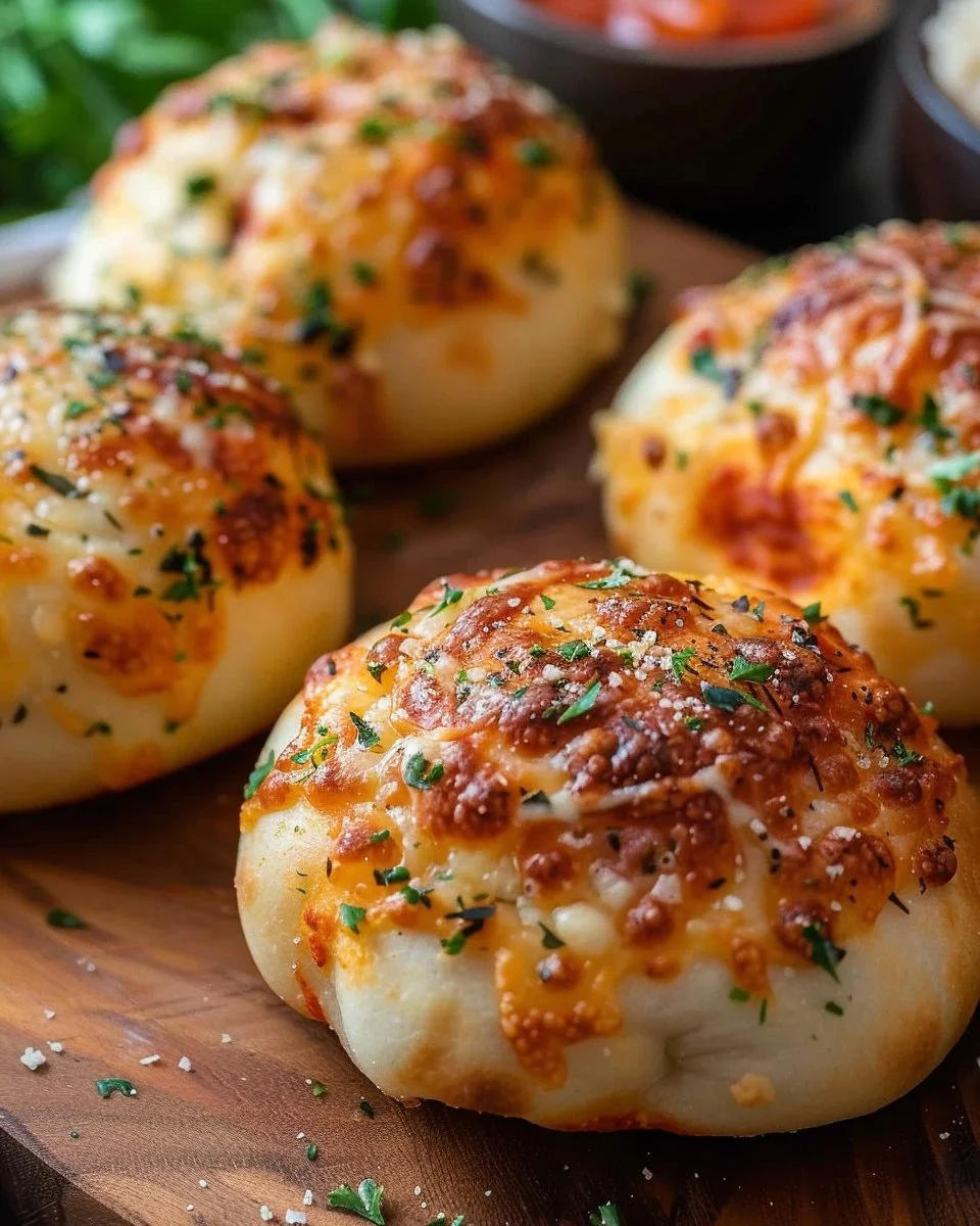 Homemade Pizza Bombs filled with cheese and toppings, served as a tasty snack.