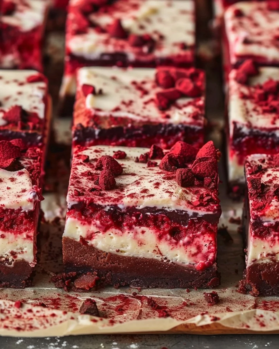 Red Velvet Cheesecake Brownies – Rich and Decadent Dessert 1 Red velvet cheesecake brownies featuring a rich and creamy topping