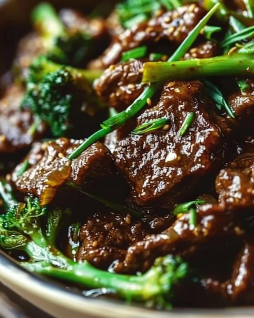 Delicious Slow Cooker Mongolian Beef and Broccoli served in a bowl