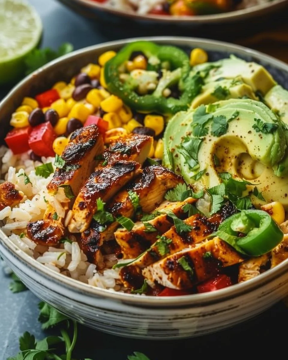 Southwest Chicken Bowl 1 Delicious Southwest Chicken Bowl with spices, veggies, and proteins
