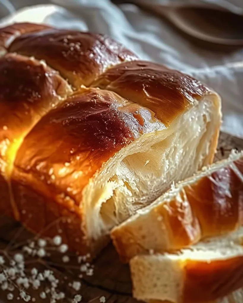 Freshly baked sweet condensed milk bread with a golden crust and soft texture