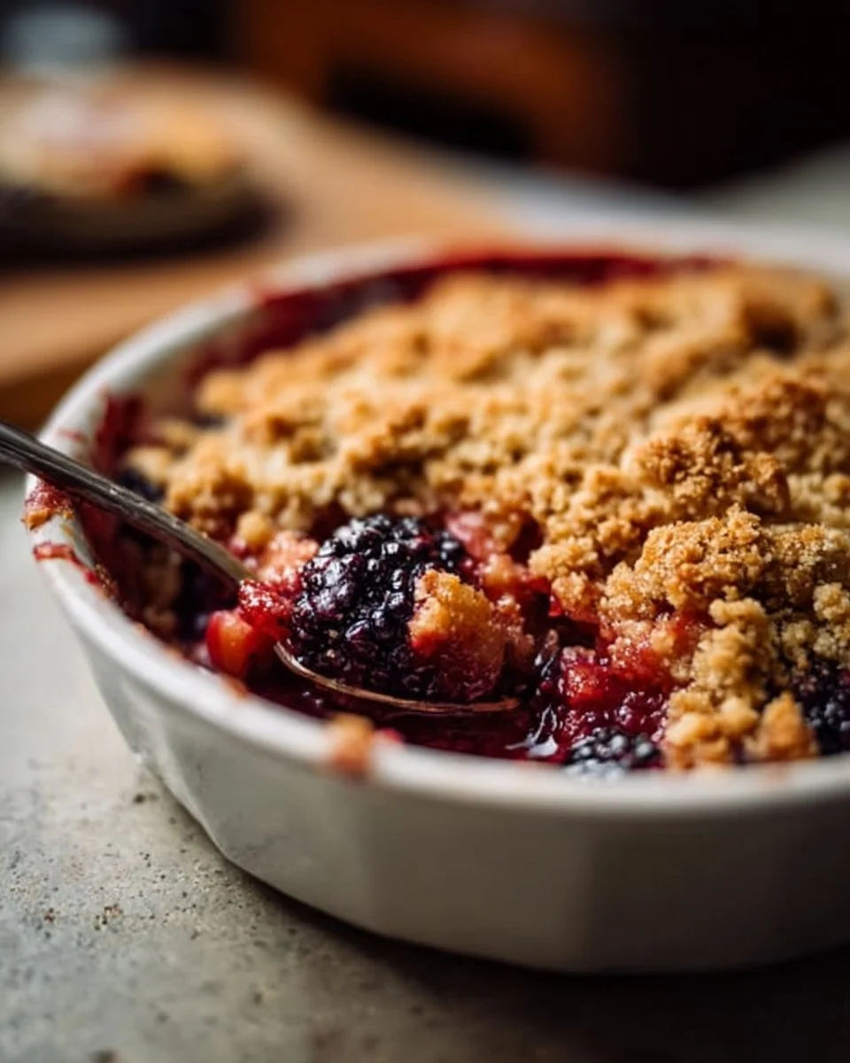 Easy Rhubarb and Blackberry Crumble
