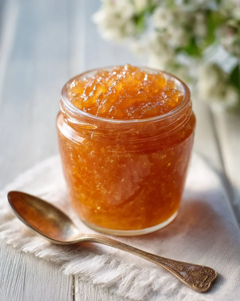 Homemade Quick Rhubarb Pineapple Jam in a jar