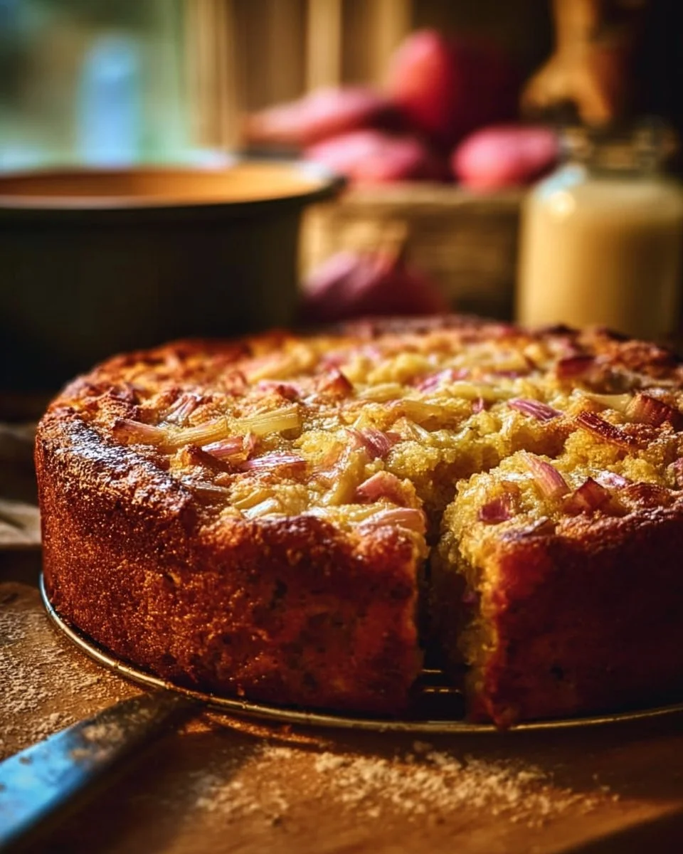 Traditional Norwegian Rhubarb Cake
